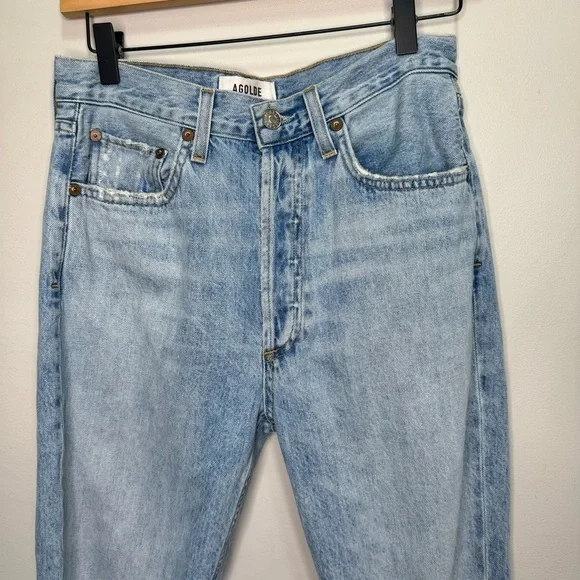 Agolde Riley High Rise Straight Crop Jeans Distressed Size 27 - Picture 5 of 16